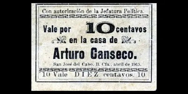Billete de 10 centavos de la Casa de Arturo Canseco