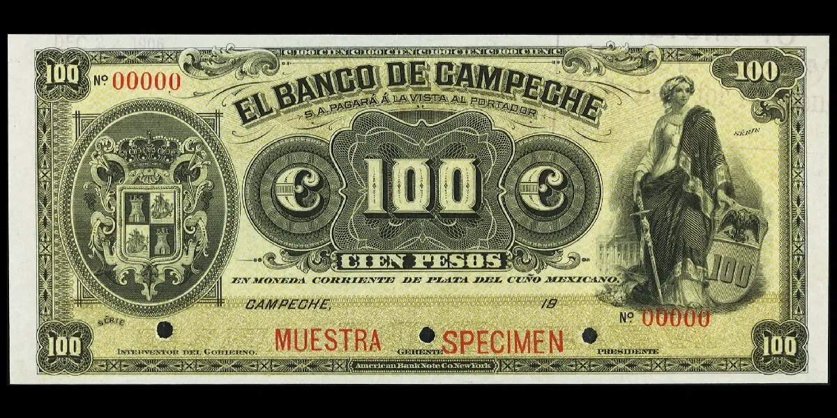 Billete de 100 pesos del Banco de Campeche