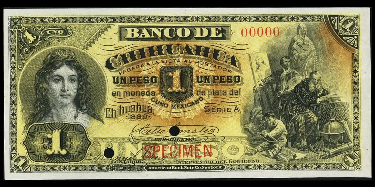Billete de 1 peso del Banco de Chihuahua