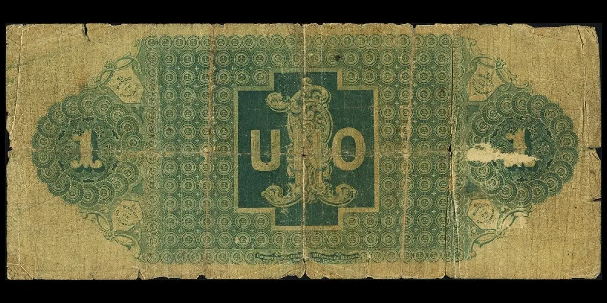 Billete de 1 peso del Banco de Chihuahua primera emisión reverso