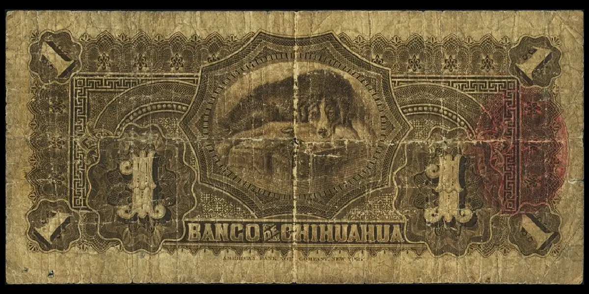 Billete de 1 peso del Banco de Chihuahua segunda emisión reverso