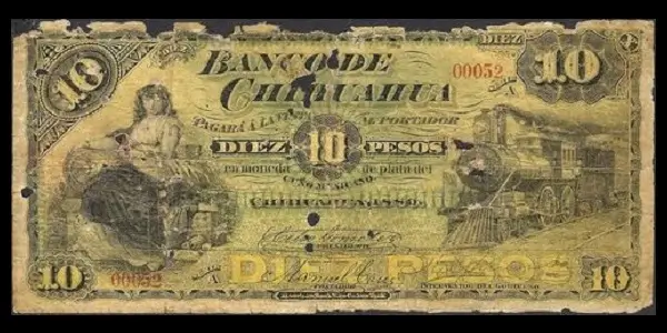 Billete de 10 pesos del Banco de Chihuahua anverso