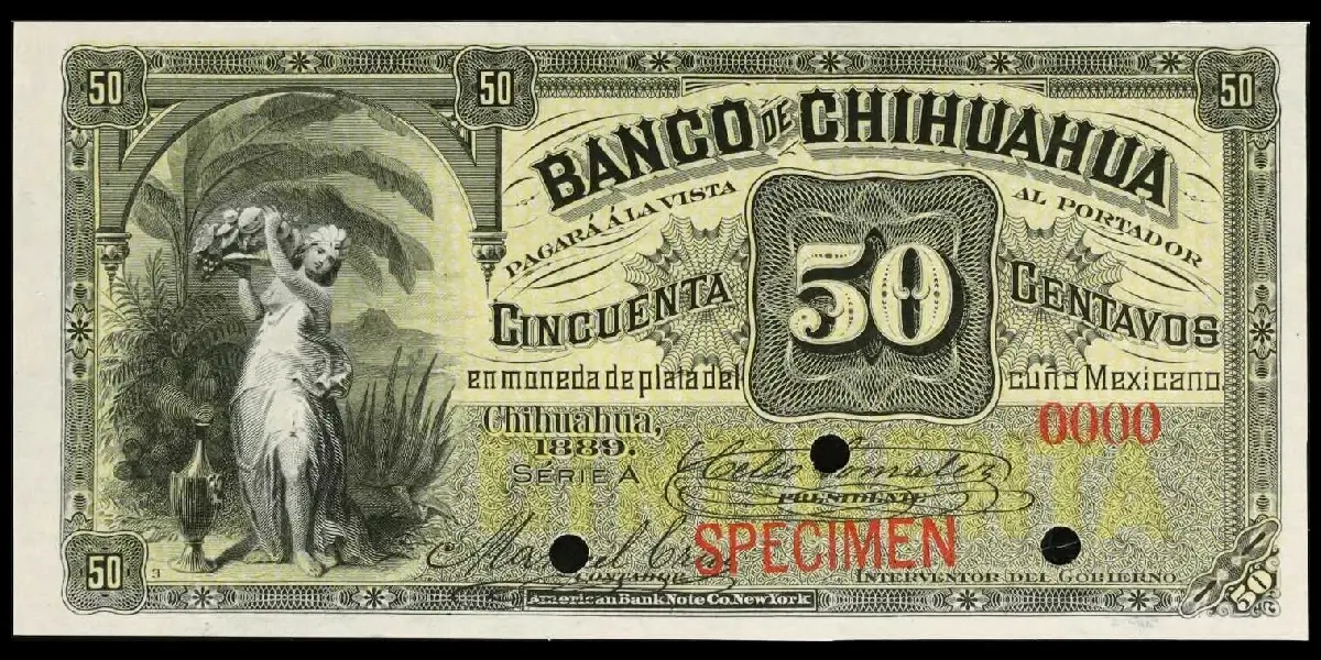 Billete de 50 centavos del Banco de Chihuahua