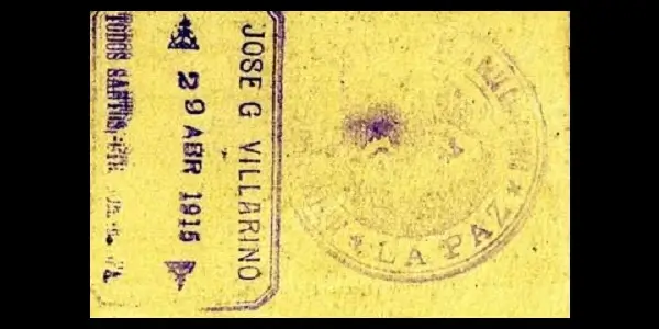 Billete de 5 centavos de la Casa de Herederos Villarino de Baja California sur reverso
