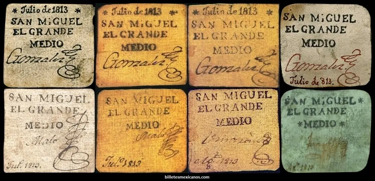 Cartones emitidos en San Miguel el Grande en 1813