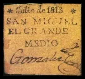 Cartón de medio real emitido en San Miguel el Grande 3