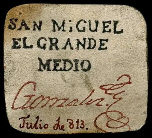 Cartón de medio real emitido en San Miguel el Grande 4