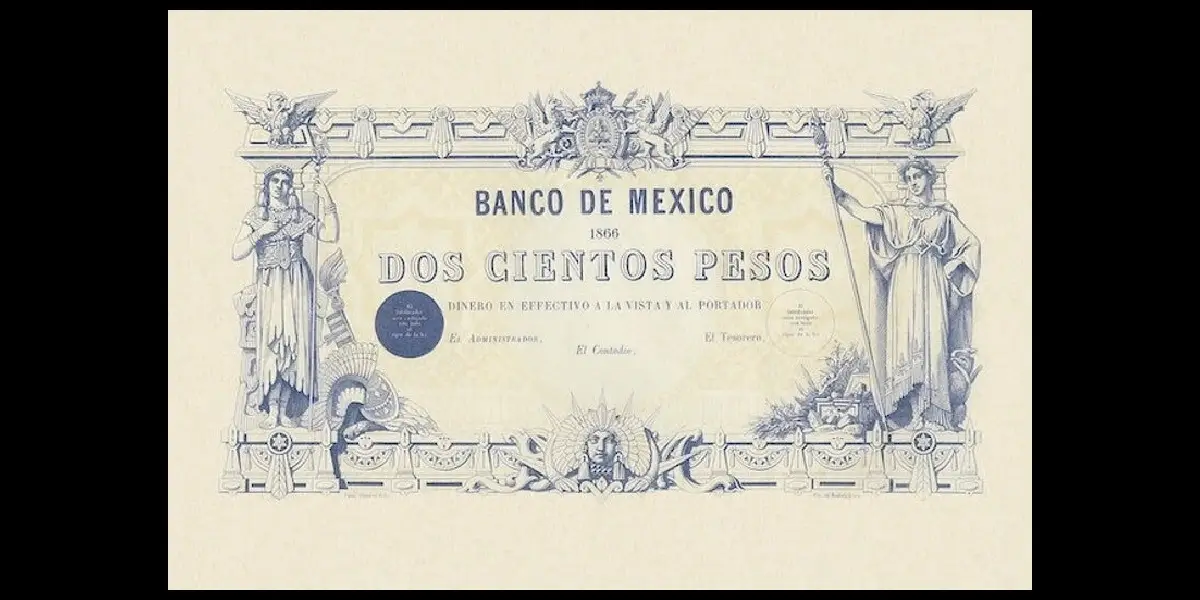 Billete de 200 pesos del Segundo Imperio Mexicano de Maximiliano