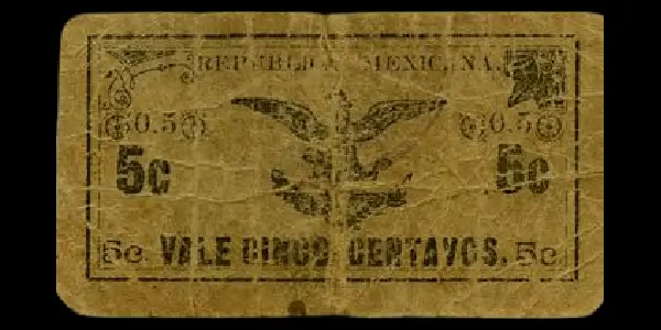 Billete de 5 centavos del Gobierno Constitucionalista de México en La Paz anverso