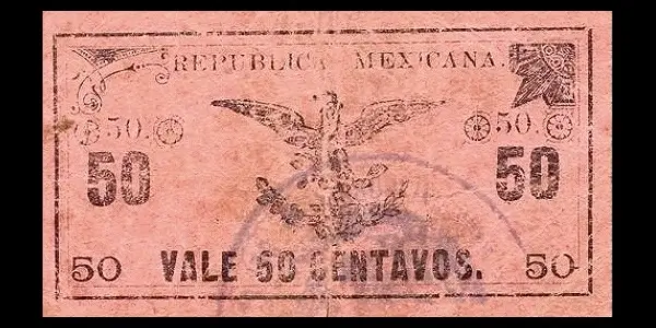 Billete de 50 centavos del Gobierno Constitucionalista de México (La Paz)