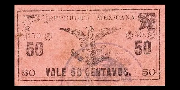 50 centavos del Gobierno Constitucionalista de Mexico en La Paz