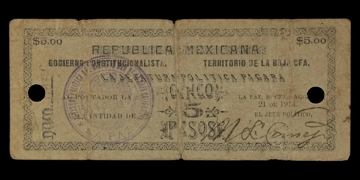 5 pesos de La Jefatura Política de La Paz