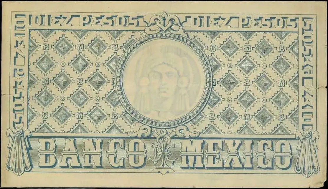 10 pesos maximiliano 1866 reverso