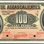 100 pesos banco aguascalientes serie b 1913 anverso