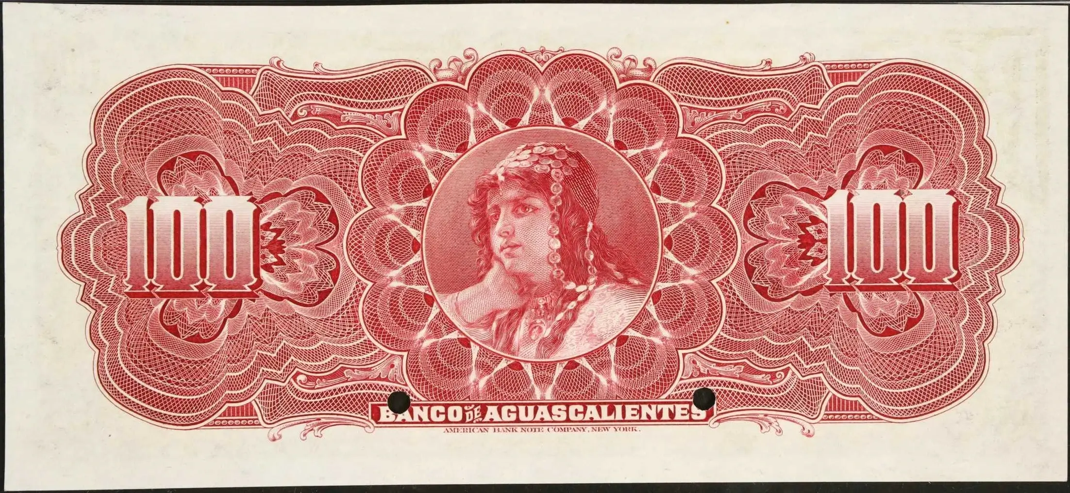 100 pesos banco aguascalientes serie b 1913 reverso