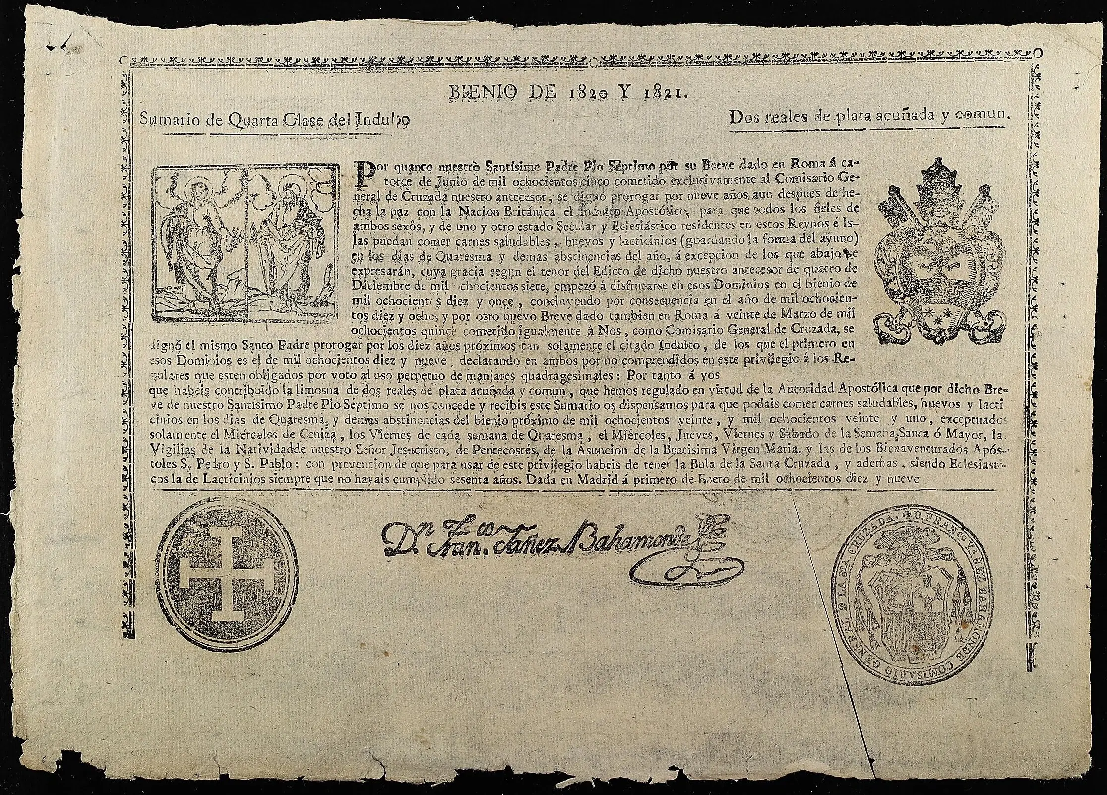2 pesos tesorerías de la nación 1823 reverso