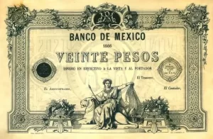 20 Pesos Maximiliano Anverso