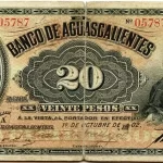 20 pesos banco aguascalientes serie a 1902-1905 anverso