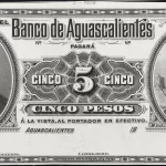 5 pesos banco aguascalientes serie a 1902-1903 anverso